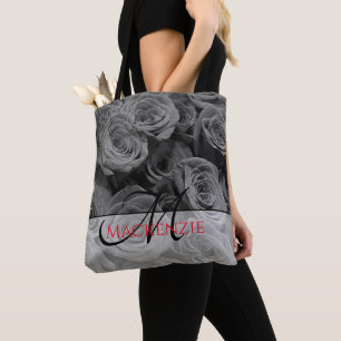 Bolsa Tote Cinzas Elegante cinzas flores cinzas florais