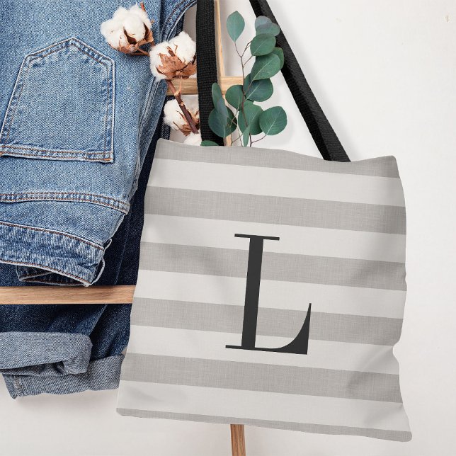 Bolsa Tote Cinzas russas e Ivory Stripes Grande Monograma (Criador carregado)