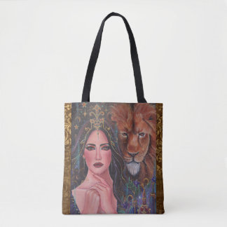 Bolsa Tote Circe deusa com Leão por Renee Lavoie 