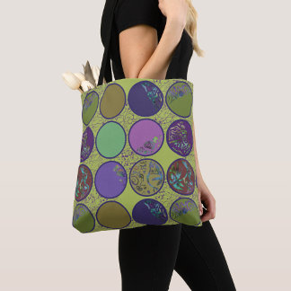 Bolsa Tote Círculo Abstrato Verde Roxo