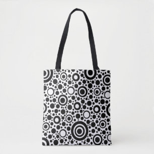 Bolsa Tote Círculo / Anéis - Pontos negros + costas. & ideias