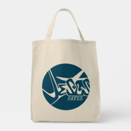 Bolsa Tote Círculo Azul A Cruz Jesus Salva Grafite