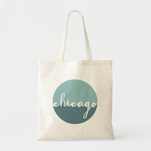 Bolsa Tote Círculo azul de Chicago, Illinois | Ombre (Frente)