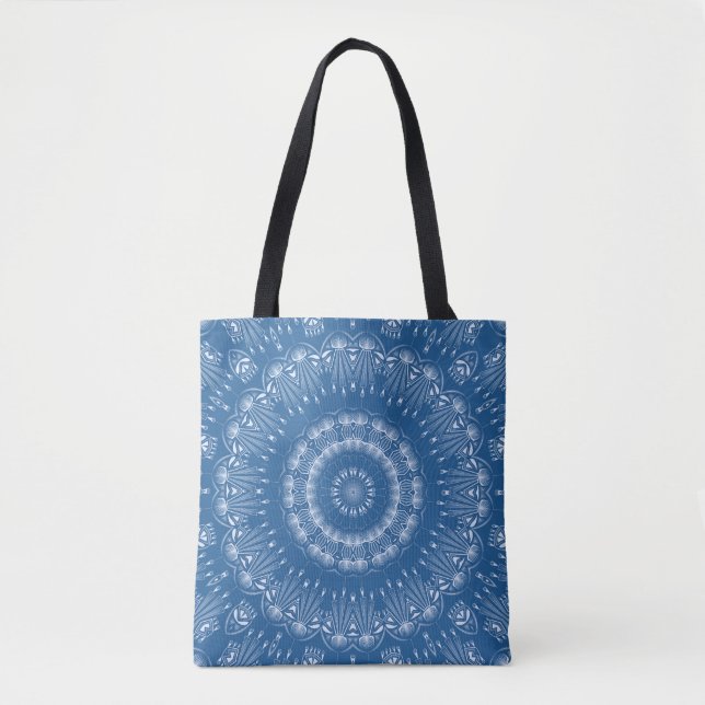 Bolsa Tote Círculo caleidoscópico de Verão impressão azul (Frente)
