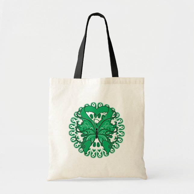 Bolsa Tote Círculo da borboleta do câncer de figado das fitas (Frente)