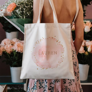 Bolsa Tote Círculo de Aquarela Rosa Corado