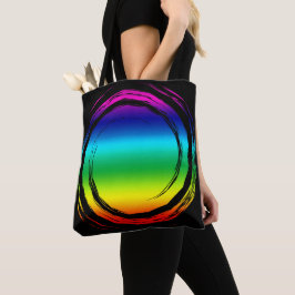 Bolsa Tote Círculo giratório do arco-íris brilhante Trippy a