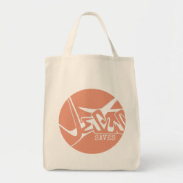 Bolsa Tote Círculo Laranja A Cruz Jesus Salva Grafite