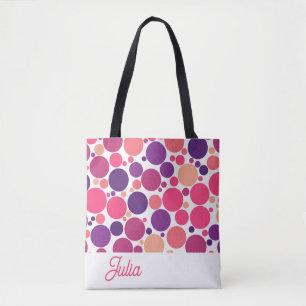 Bolsa Tote Círculo Laranja Cor-de-Rosa Púrpura Personalizado