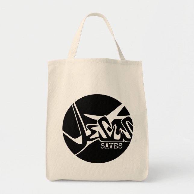Bolsa Tote Círculo Negro Jesus Salva Grafite (Frente)