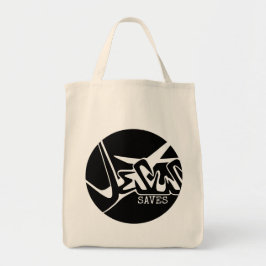 Bolsa Tote Círculo Preto O Crucifixo Jesus Salva Grafite