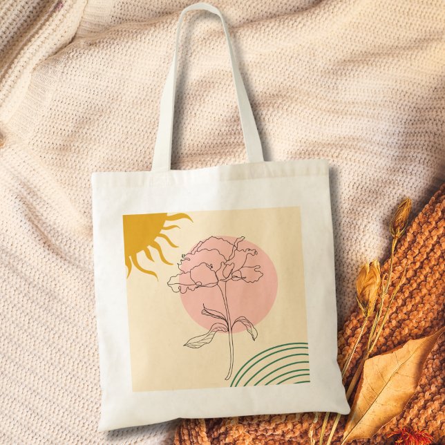 Bolsa Tote Círculo Rosa Boho Rosa e Sol (Criador carregado)