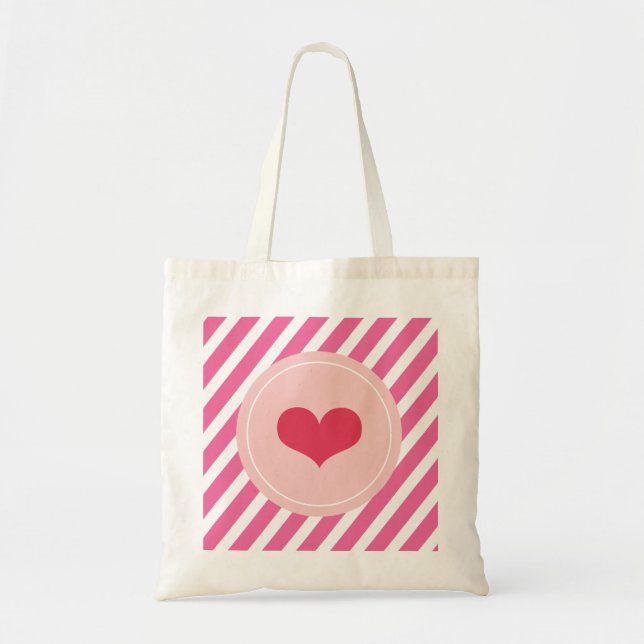 Bolsa Tote Círculo Swetheart Love Stripe Dia de os namorados  (Frente)