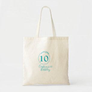 Bolsa Tote Círculo turquesa. Brilhante 10.º aniversário negri