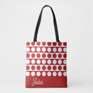 Bolsa Tote Círculo Vermelho Elegante Em Padrão De Linha De Fa