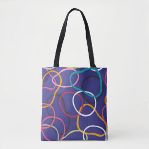 Bolsa Tote Círculos, abstrato banda padrão de vinheta uniform