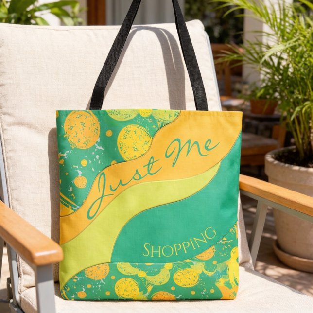 Bolsa Tote Círculos Abstratos de Citros e Verde (Stand out with color while you carry it all. Citrus and green circles and waves. Custom text.)