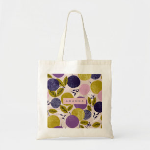Bolsa Tote Círculos Abstratos Personalizados em Ameixa e Azei