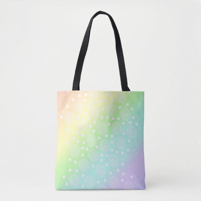 Bolsa Tote Círculos Arco-Íris de Pastel em Círculos Saco (Frente)