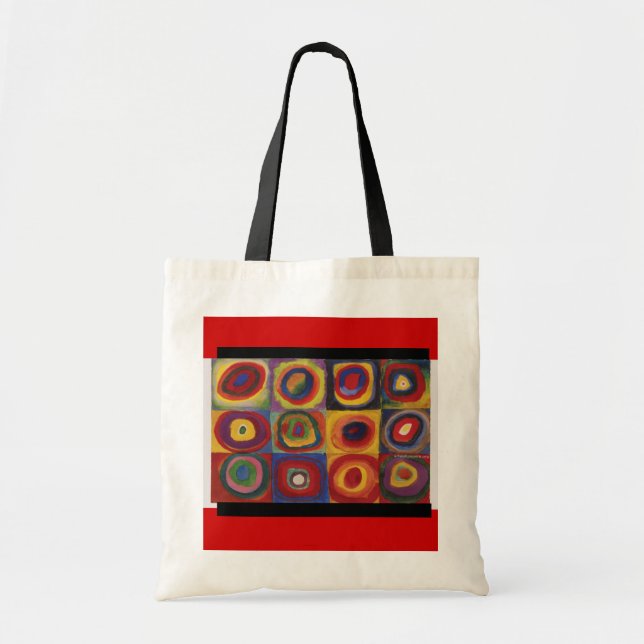 Bolsa Tote Círculos Arte-Kandinsky-Concêntricos & quadrado (Frente)