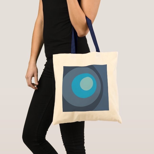 Bolsa Tote Círculos Azuis Retrô (Frente (produto))