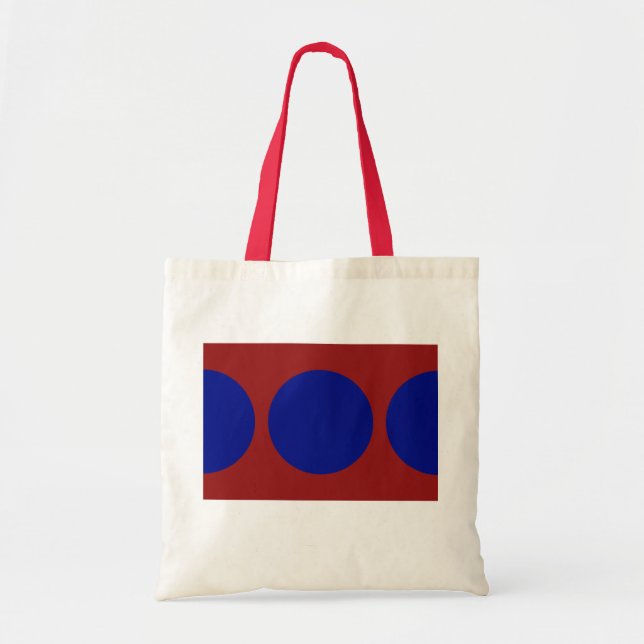 Bolsa Tote Círculos Azuis sobre Vermelho (Frente)