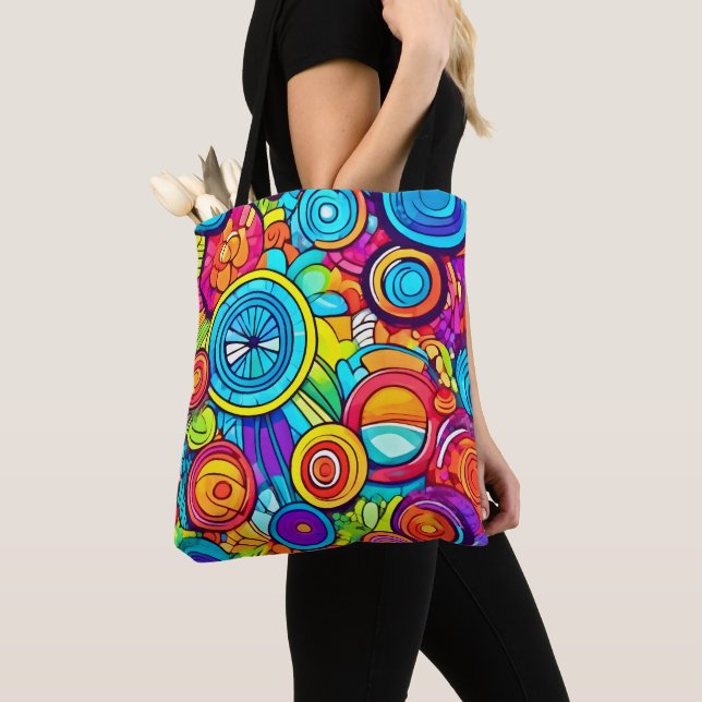 Bolsa Tote Círculos Coloridos Abstrato (Close Up)