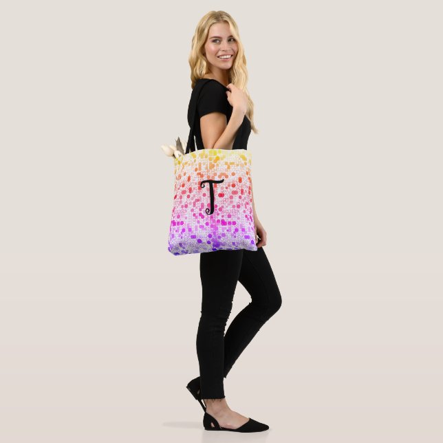 Bolsa Tote Círculos Coloridos Art Déco com Monograma (No(a) Modelo)