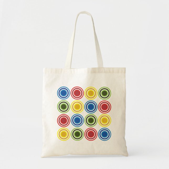 Bolsa Tote Círculos Concêntricos Coloridos Geométricos (Frente)