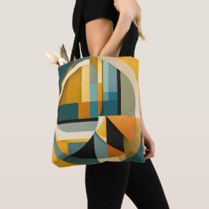 Bolsa Tote Círculos de Abstração Geométrica e Retângulos Retr