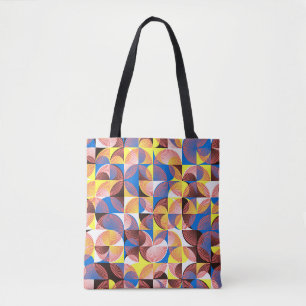 Bolsa Tote Círculos do século médio, listras, azulejos de col