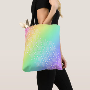 Bolsa Tote Círculos e Pontos de Gradiente de Arco-íris