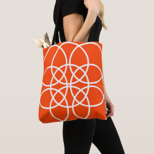 Bolsa Tote Círculos Espirais Brancos em Laranja Brilhante