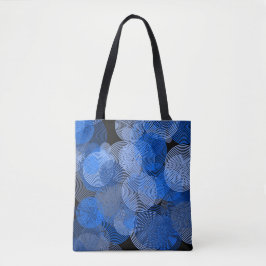 Bolsa Tote Círculos Geométricos Azuis de Arte Fractal Rodar M