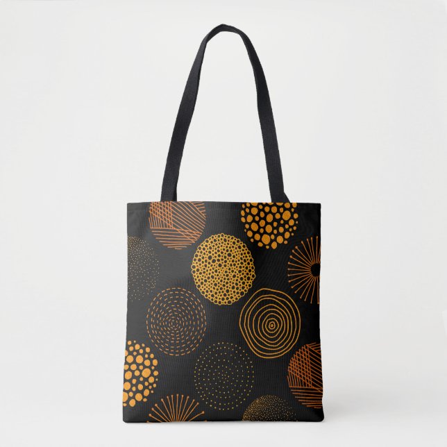 Bolsa Tote Círculos Geométricos de Abstrato Dourados (Frente)