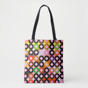 Bolsa Tote Círculos legal com várias cores e fechos cor-de-ro