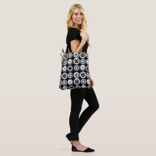 Bolsa Tote Círculos Retro Branco Preto
