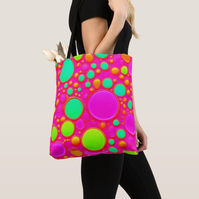 Bolsa Tote Círculos Rosa e Verde (Close Up)
