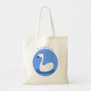 Bolsa Tote Cisne branco bonito com desenho animado