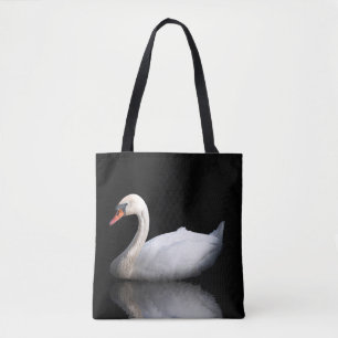 Bolsa Tote Cisne branco sobre preto