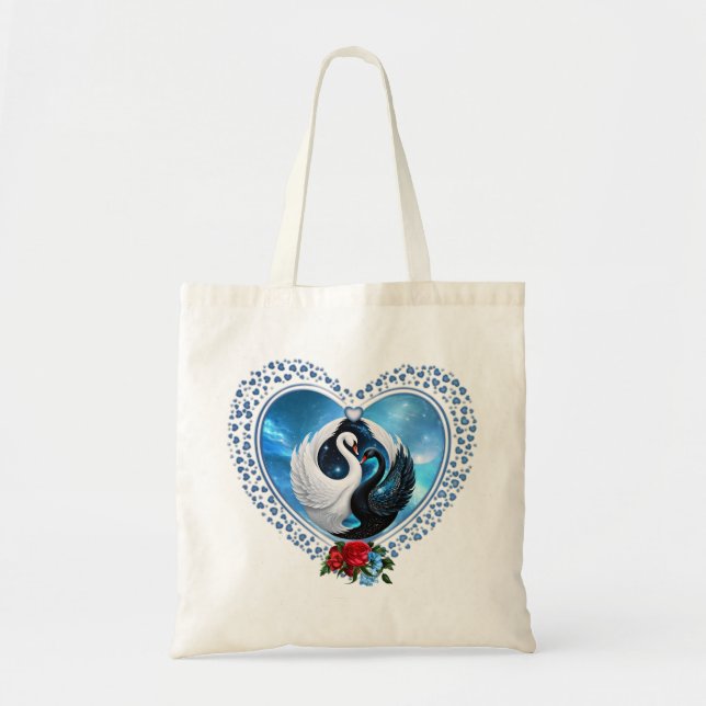 Bolsa Tote Cisne negro e um cisne branco (Frente)