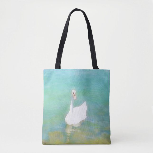 Bolsa Tote Cisne no Lago Balaton - Cor da água n.o2 (Frente)