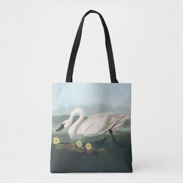 Bolsa Tote cisnes brancas de pássaro de audubon do cisne (Frente)