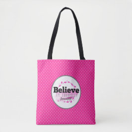 Bolsa Tote Citação Acredite Em Si Mesmo Aquarela Pontos Rosa