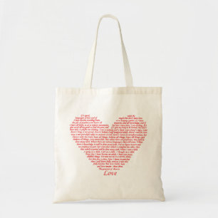Bolsa Tote Citação Bíblica 1 Coríntios 13 Amor Coração Arte D