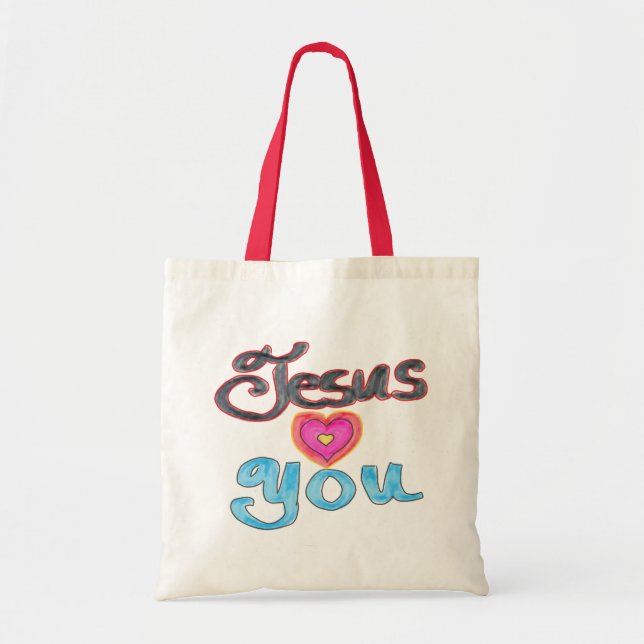 Bolsa Tote Citação Cristã Jesus Te Ama  (Frente)