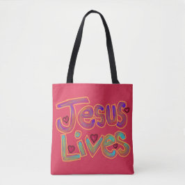 Bolsa Tote Citação Cristã ‘Jesus Vive’ Nome Personalizado