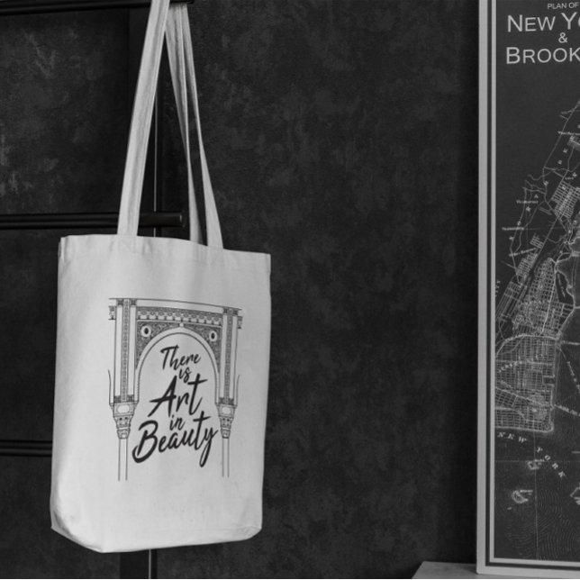 Bolsa Tote Citação da Beleza da Arte (Criador carregado)