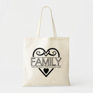 Bolsa Tote Citação da família - "Onde a vida começa e ama nun