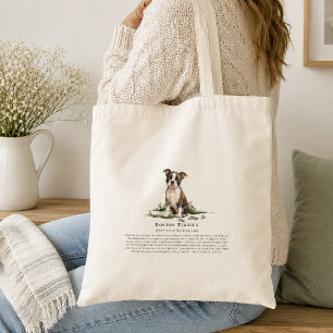 Bolsa Tote Citação da Raça de Cachorro em Aquarela do Boston